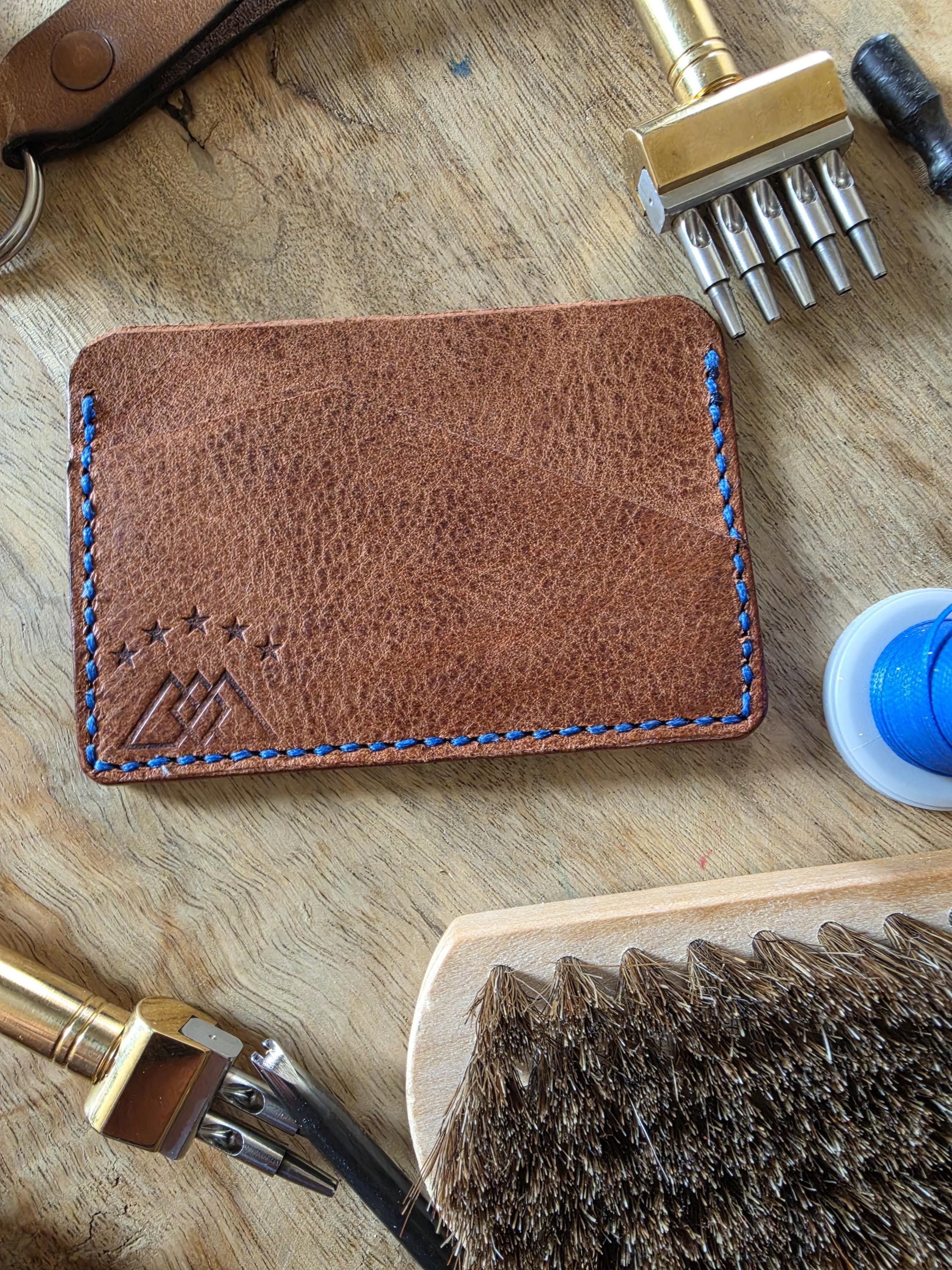 Dune  Handmade Slim Card Holder  Conceria La Perla Azzurra Leather