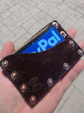 Outlaw-Copper Rivet Wallet  Handmade Leather Card Holder  Rugged Minimalist Front Pocket Wallet