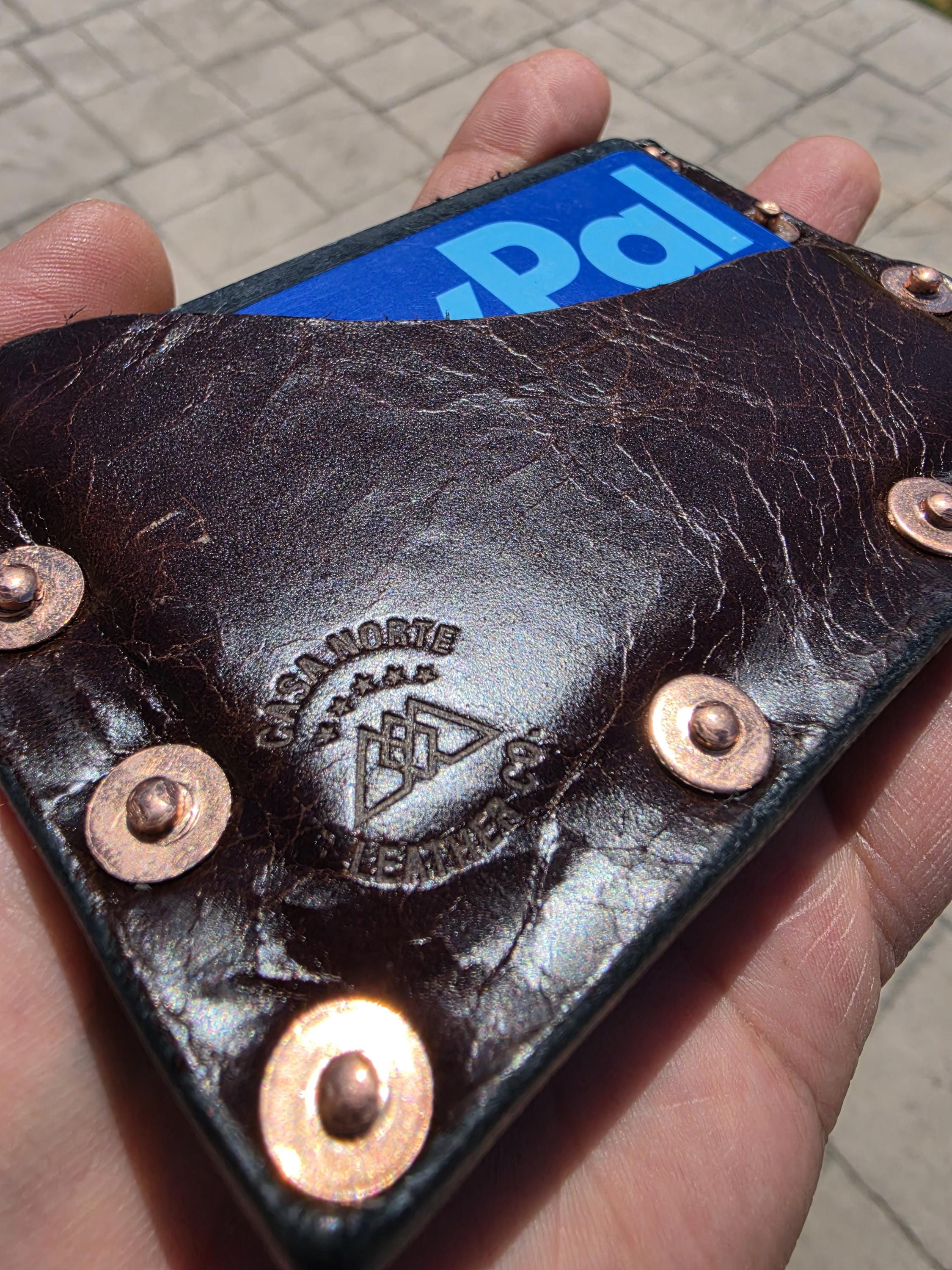 Outlaw-Copper Rivet Wallet  Handmade Leather Card Holder  Rugged Minimalist Front Pocket Wallet