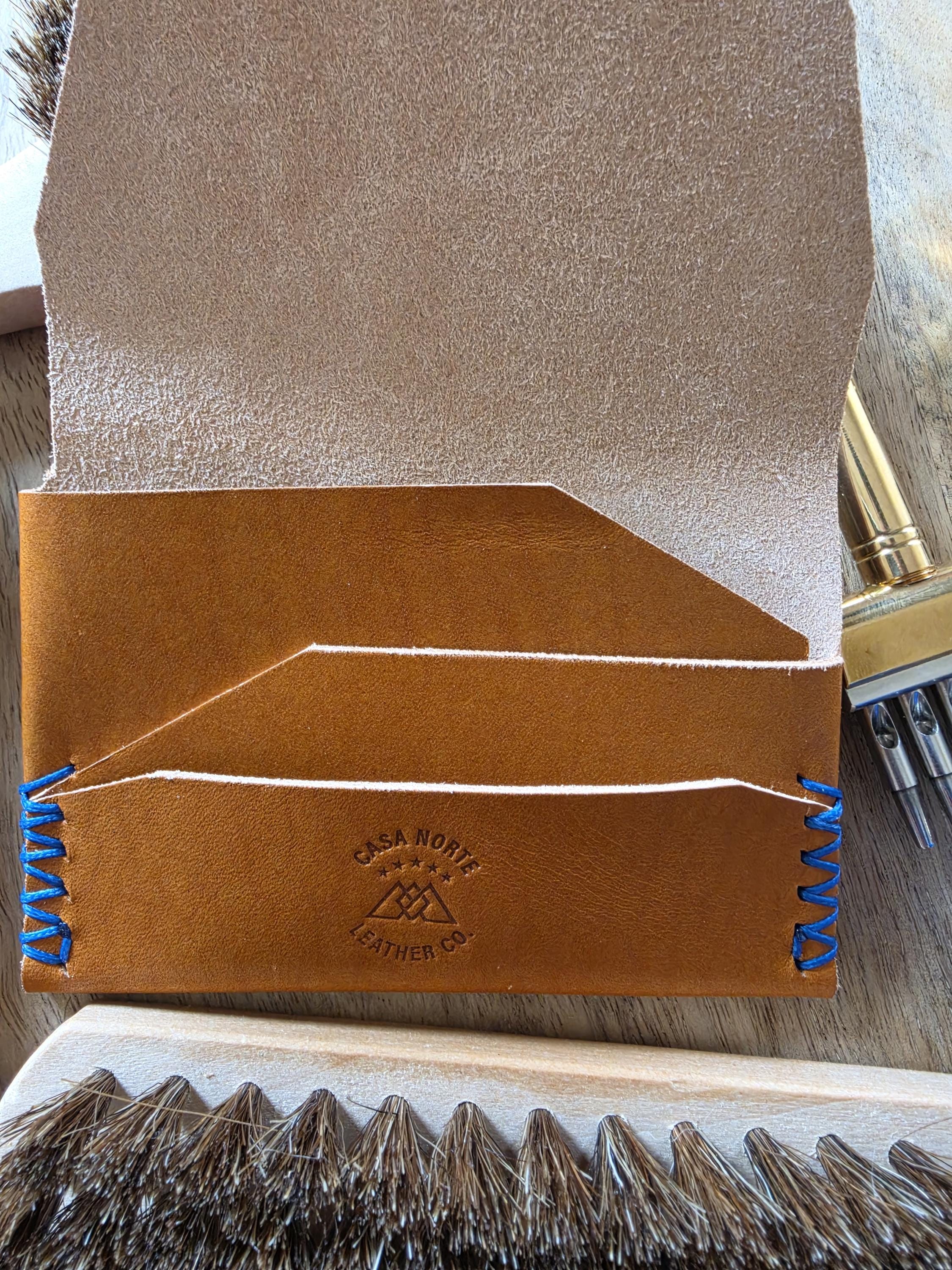 Sierra-Leather Minimalist Wallet  Full Grain Hand-Stitched Card Holder