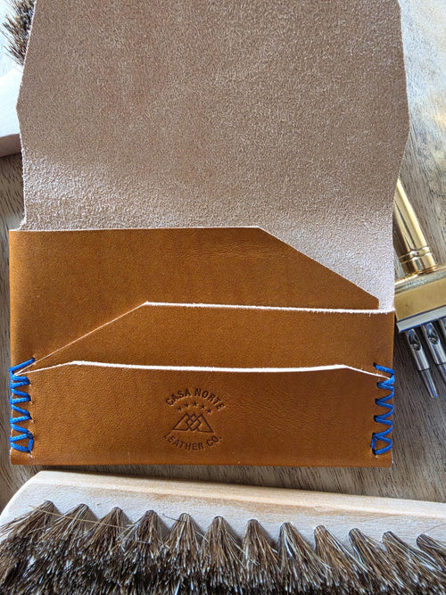 Sierra-Leather Minimalist Wallet  Full Grain Hand-Stitched Card Holder