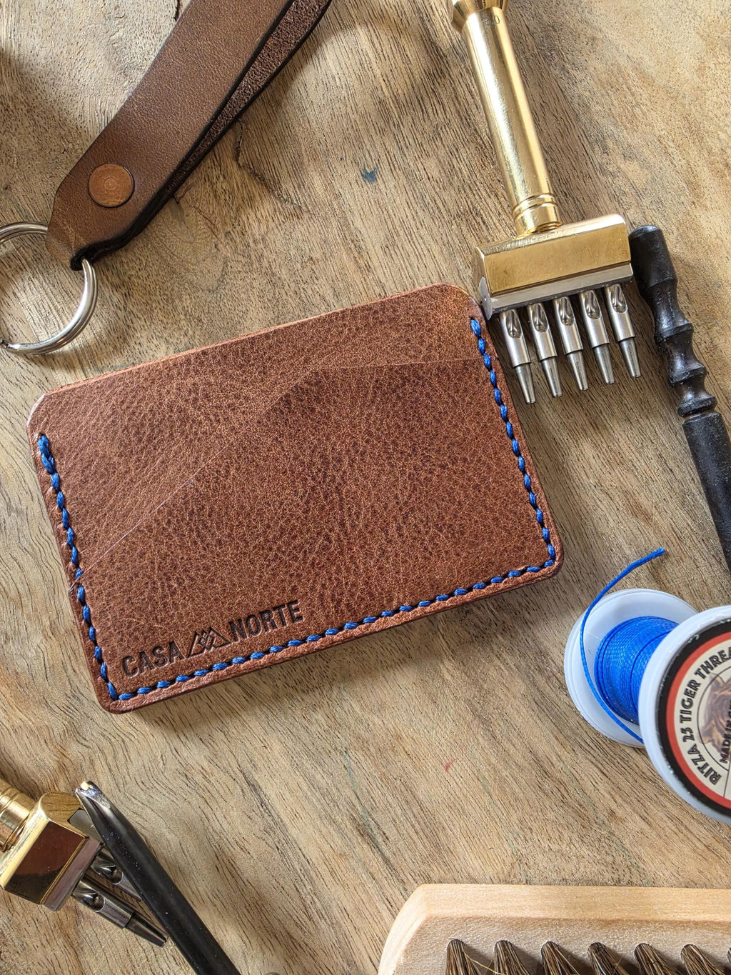 Dune  Handmade Slim Card Holder  Conceria La Perla Azzurra Leather