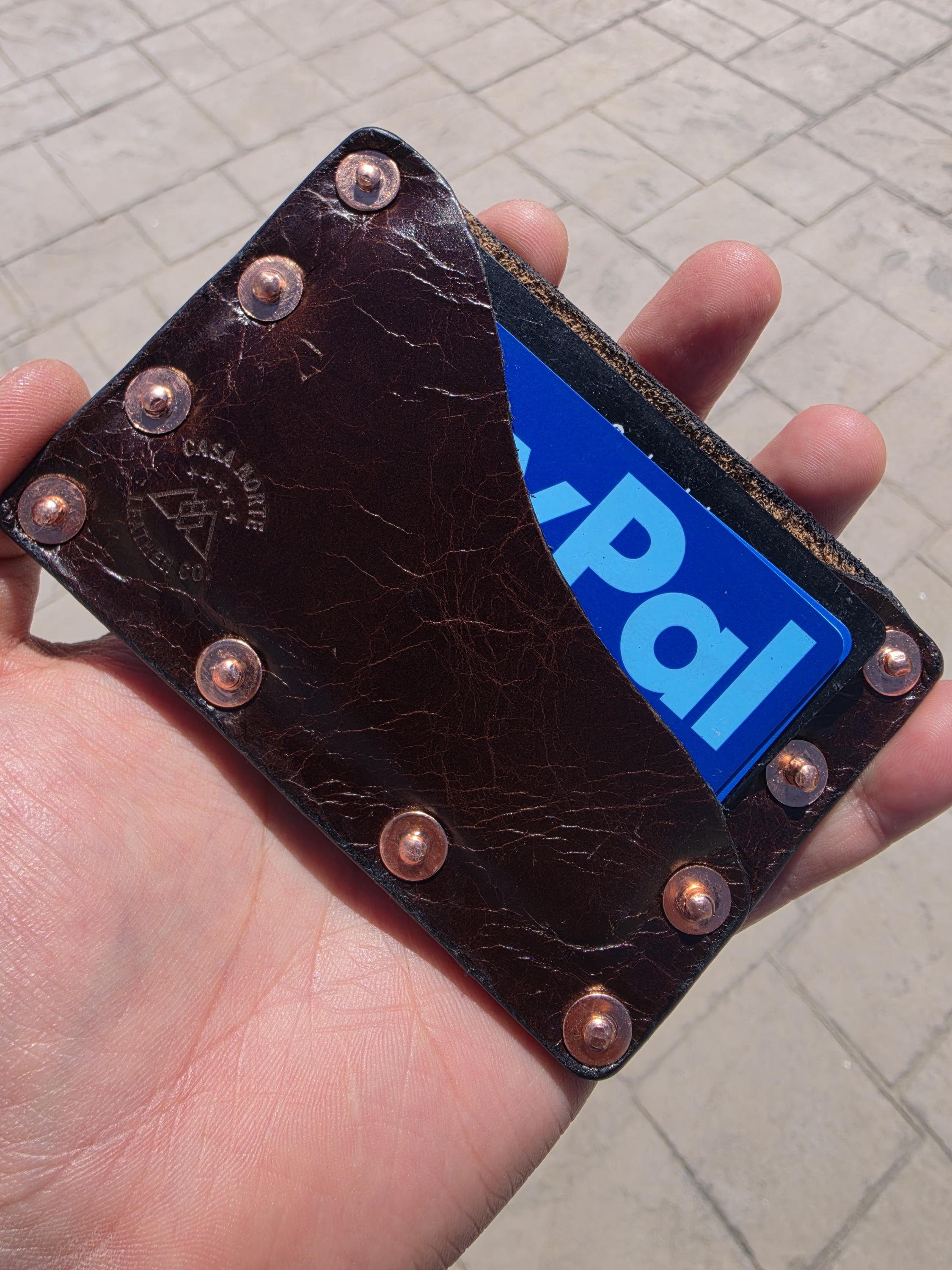 Outlaw-Copper Rivet Wallet  Handmade Leather Card Holder  Rugged Minimalist Front Pocket Wallet