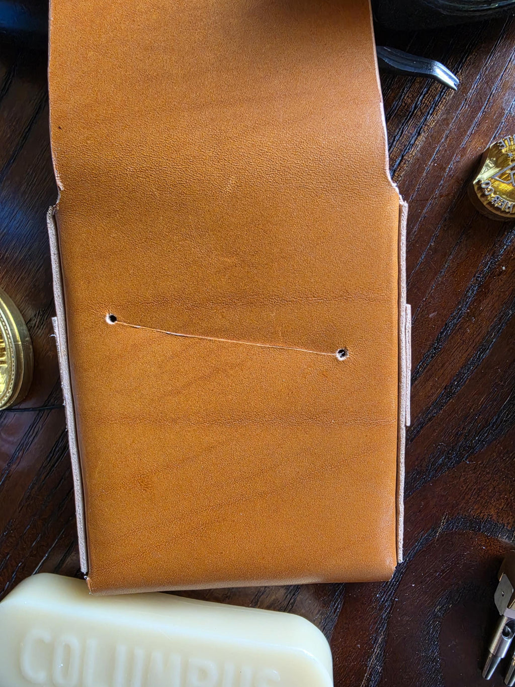Rio- Handcrafted Vachetta Leather Wallet  Minimalist Full Grain Leather, USA Made